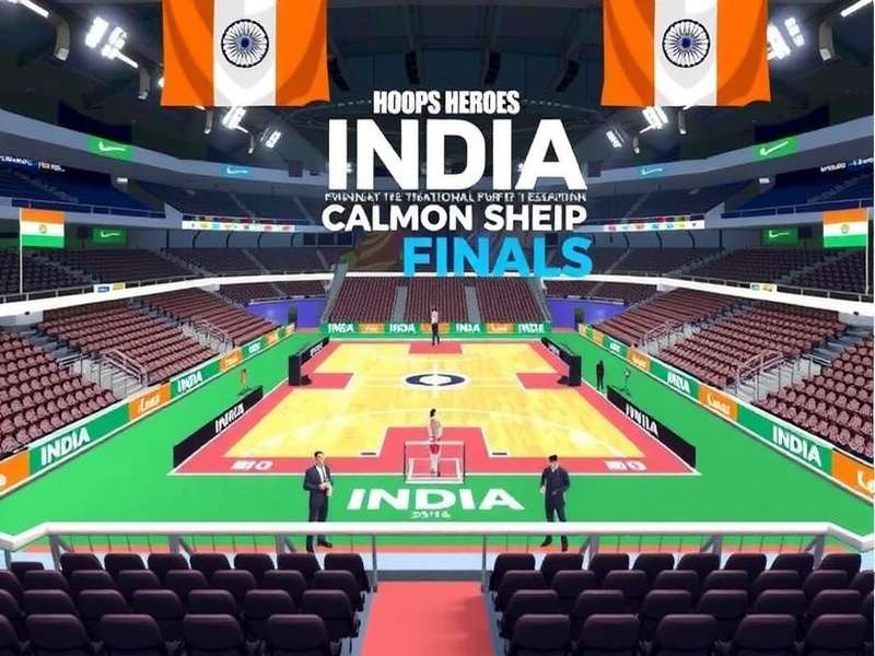 Hoops Heroes India National Championship Finals screenshot showing a packed virtual stadium with Indian flag decorations
